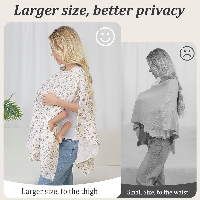 SheSeek Muslin Nursing Cover Up for Breastfeeding, Soft & Breathable Cotton Breast Feeding Cover for Women, Full Privacy Breastfeeding Cover - Newborn Baby Essential, White - Image 2